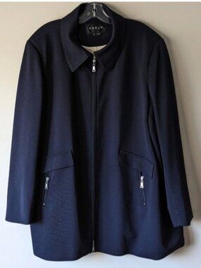 Nuage navy blue textured collared coat